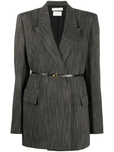 Bottega Veneta Double-breasted Belted Blazer In Black