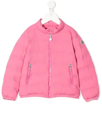 Moncler Kids' Logo Patch Padded Jacket In Pink