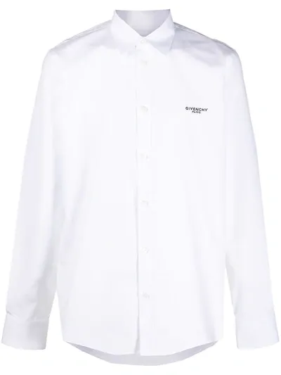 Givenchy Peony-embroidered Slim-fit Shirt In White