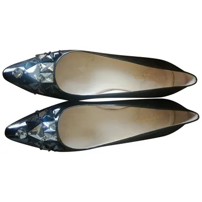 Pre-owned Prada Patent Leather Ballet Flats In Black