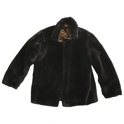 Pre-owned Etro Faux Fur Biker Jacket In Black