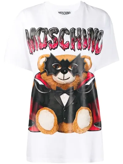 Moschino Mask Teddy Bear Print T In White