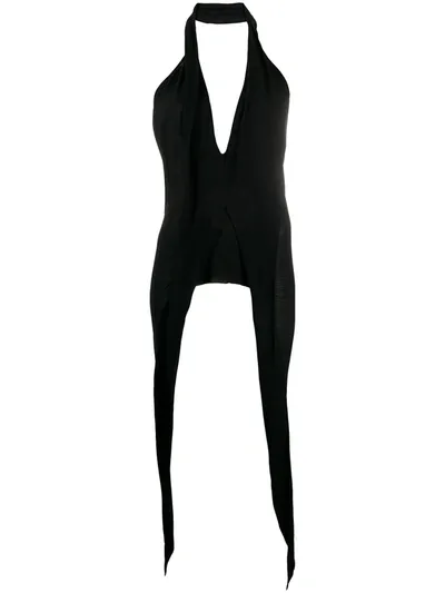 Rick Owens Tecuatl Wishbone Halterneck Top In Black