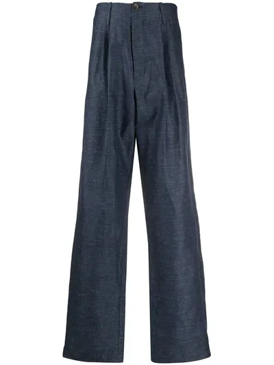 Société Anonyme Chambray Loose Fit Trousers In Blue