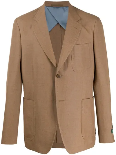 Gucci Single-breasted Plain Blazer In Neutrals