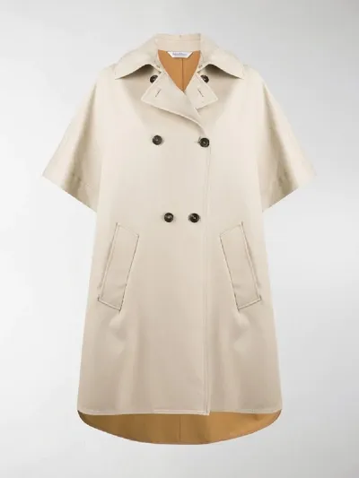 Max Mara Double-breasted Cape In Neutrals