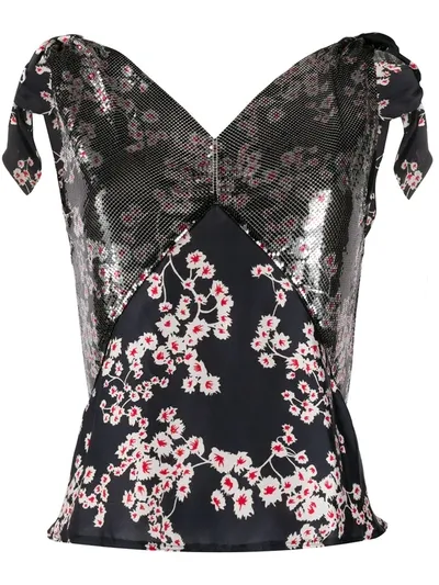 Rabanne Embellished Floral Print Vest In Black