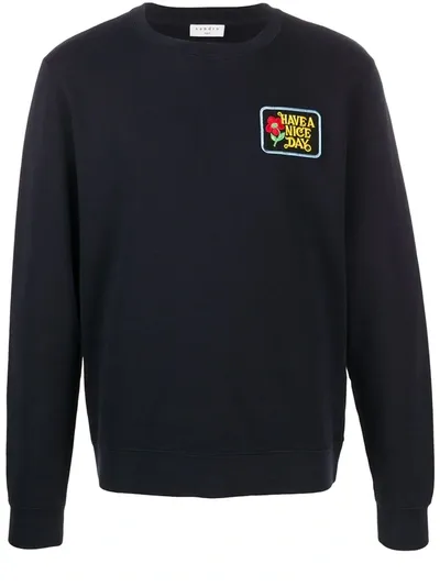 Sandro Embroidered Patch Jumper In Blue