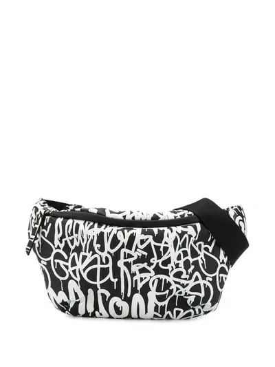 Maison Margiela Graffiti Print Belt Bag In Black