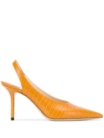 Jimmy Choo Ivy 85mm Crocodile-effect Pumps In Orange