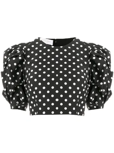 Michael Kors Tie Neck Polka Dot Silk Blouse In Black