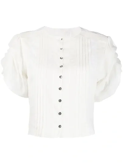 Chloé Ruffled Lace-trimmed Cotton-blend And Silk Blouse In White