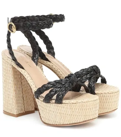 Gianvito Rossi Braided Strap Platform Sandals In Black