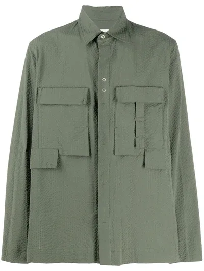 Craig Green Cargo-pocket Seersucker Shirt In Green