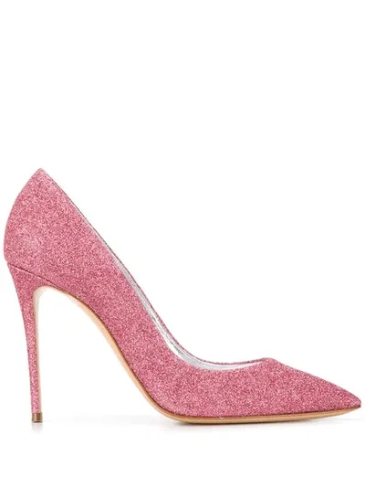 Casadei Glitter City Light Perfect Pump 100 In Pink