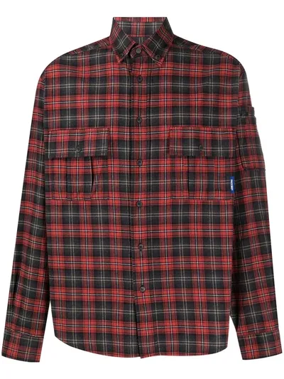 Rassvet Plaid Print Double Pocket Shirt In Red