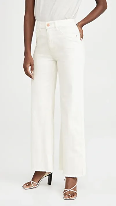 Dl 1961 Hepburn Wide Leg High Rise Jeans In Eggshell