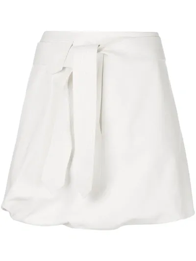 Ferragamo Belted Puffball Mini Skirt In White