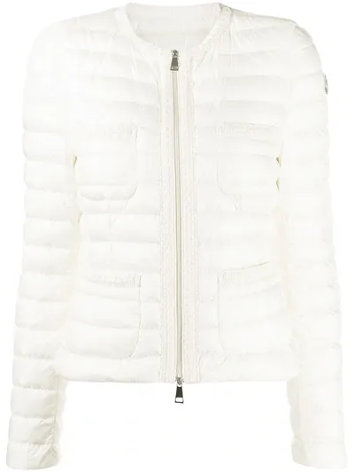 Moncler Collarless Padded Jacket In White