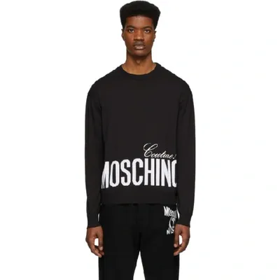 Moschino Intarsia-knit Logo Jumper In A1555 Black