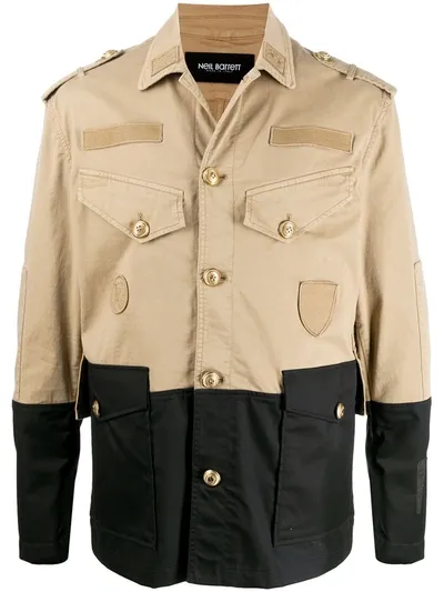 Neil Barrett Single-breasted Military Jacket In Neutrals