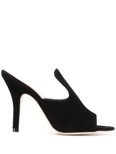 Paris Texas High Vamp Mules In Black