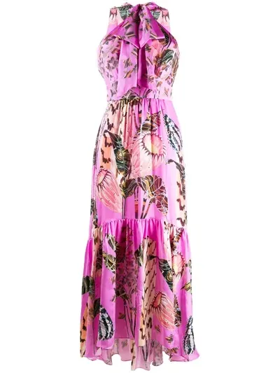 Temperley London Harmony Print Tie Dress In Pink