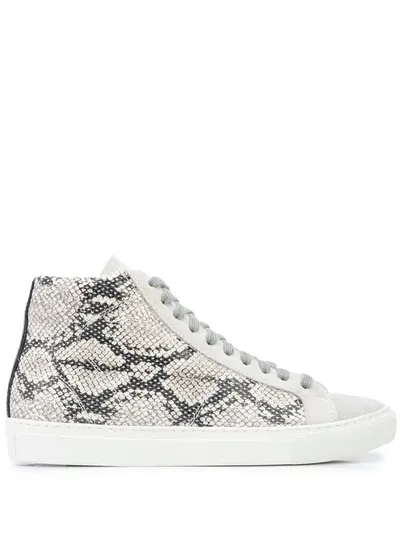 P448 Women's Star2.0 Silver Python-embossed High-top Sneakers