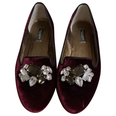 Pre-owned Dolce & Gabbana Velvet Ballet Flats In Purple