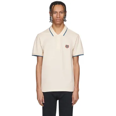 Kenzo Tiger Embroidery Polo Shirt In 03 Ecru