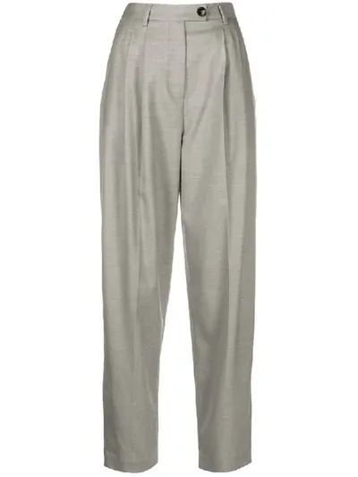 Tela High-rise Pleated Wide-leg Trousers In Grey