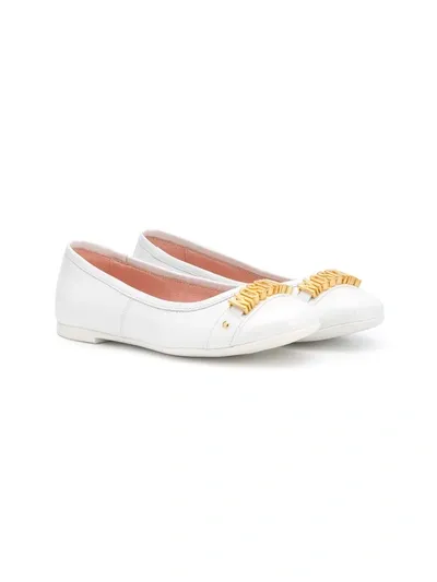 Moschino Kids' Logo Plaque Pumps In White