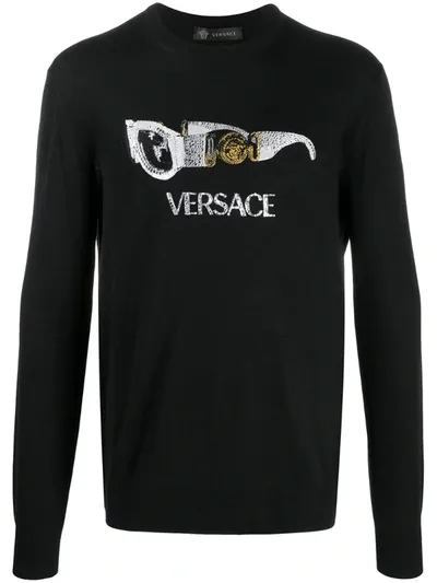 Versace Mens Black Embellished Sunglasses Jumper