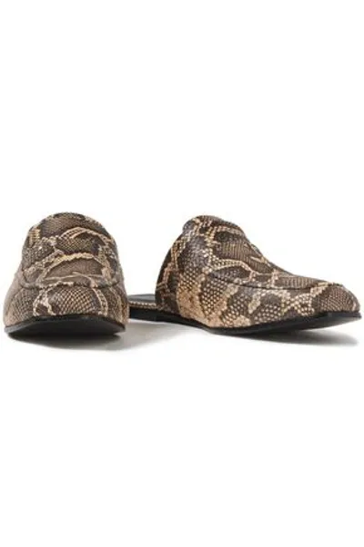 Iro Soko Studded Snake-effect Leather Slippers In Animal Print