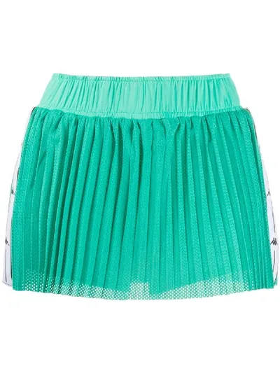 Kappa Pleated Perforated Shorts In Green