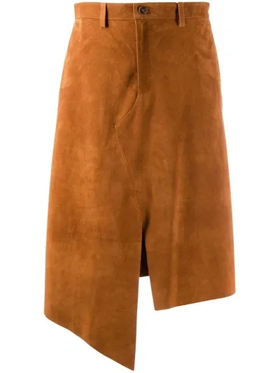 Maison Margiela Martin Margiela Asymmetric Suede Midi Skirt In Tan