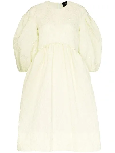 Simone Rocha Puff-sleeve Smock Dress In Green