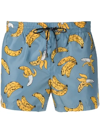 Dolce & Gabbana Banana Print Swim Shorts In Blue