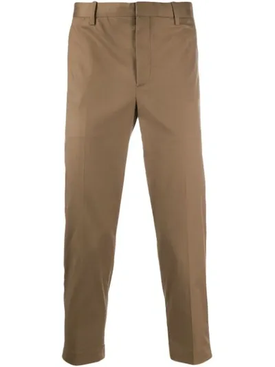 Neil Barrett Straight-leg Cropped Trousers In Beige