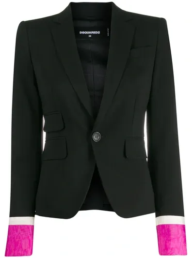 Dsquared2 Tropical Stretch Wool Cropped Los Angeles Blazer In Black