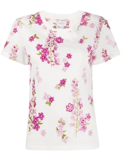 Giambattista Valli Ivory Short Sleeve Floral T-shirt In White