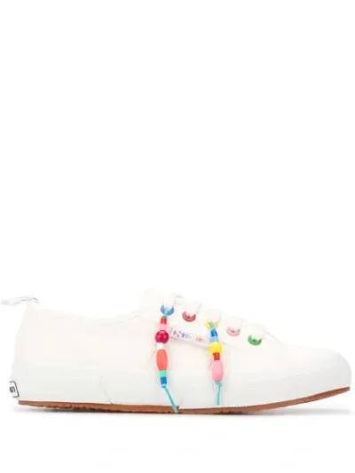 Mira Mikati X Superga Beaded Fringe Sneakers In White