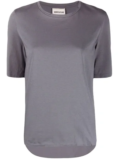 Semicouture Mirrored Logo Crew-neck T-shirt In Grey