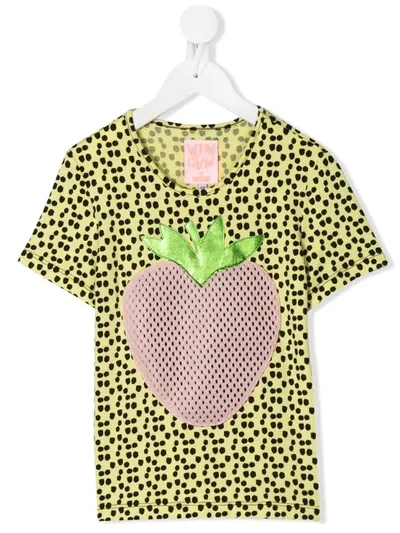 Wauw Capow Kids' Johanna Polka-dot Print T-shirt In Yellow