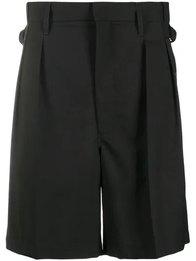 Maison Margiela Blue Wool Blend Tailored Shorts In Black