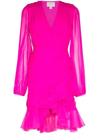 Giambattista Valli Draped Ruffle Mini Dress In Pink