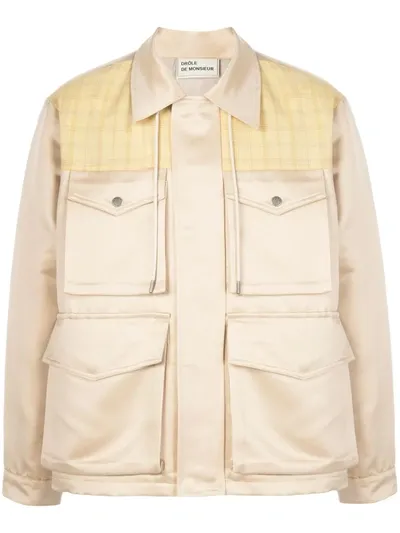 Drôle De Monsieur Multi-pocket Satin Jacket In Yellow