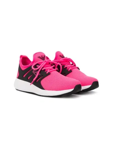 Emporio Armani Teen Two-tone Lace-up Sneakers In Pink