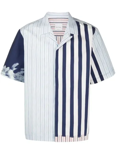 Paul Smith Multi-striped Bowling Shirt In Blue