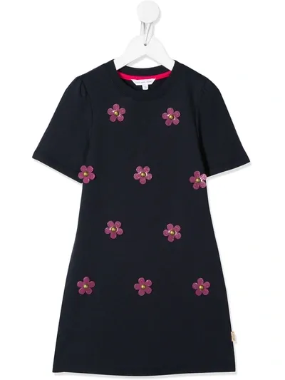 Little Marc Jacobs Kids' Flower-appliqué Dress In Blue